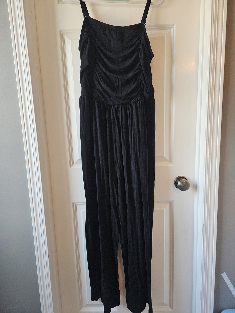 Ava & Viv Black Sleeveless Wide-Leg Jumpsuit with Adjustable Straps Size 2X